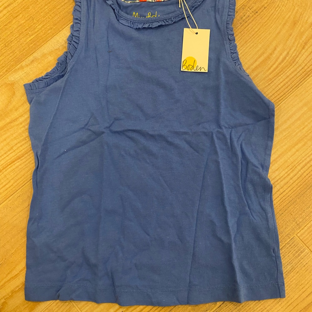Mini Boden Blue Ruffle Trim Top